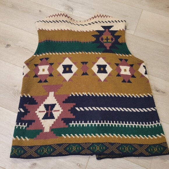 Vtg Ropa DVazquez Southwestern Knit Vest Size L Boho Style Wool Blend - Picture 6 of 7